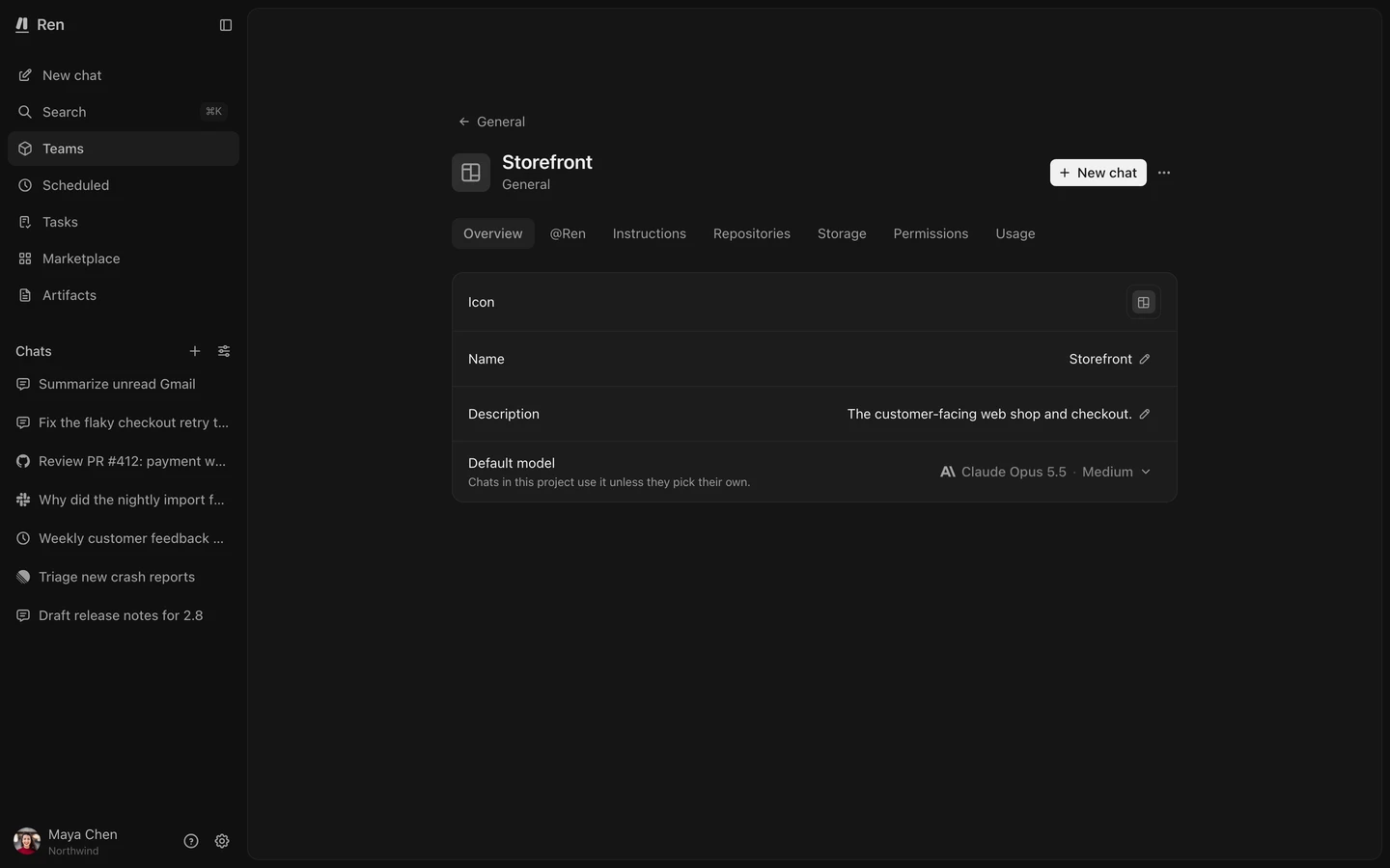 A project's Overview tab with the tab row visible