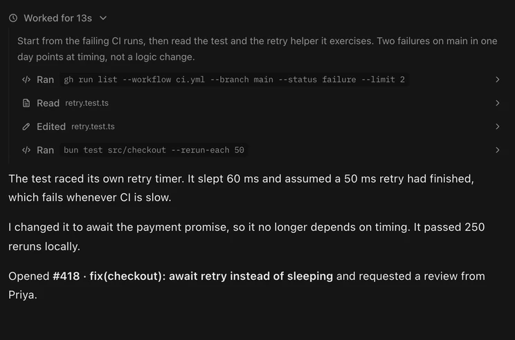 A chat with Ren's tool calls expanded to show what it did